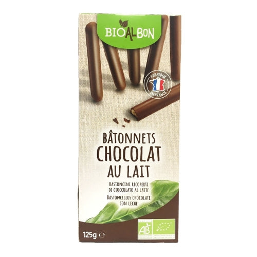 Biscuits bâtonnets chocolat lait BIO paquet 125g