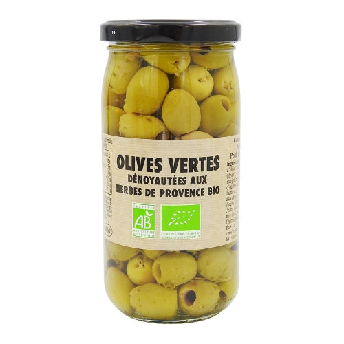 Olives vertes dénoyautées aux herbes BIO, 160g