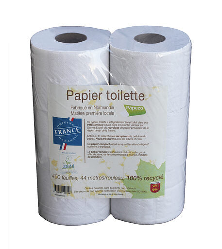 Papier hygiènique rouleau blanc Ecolabel x 6 rouleaux (emballé) - Papeco