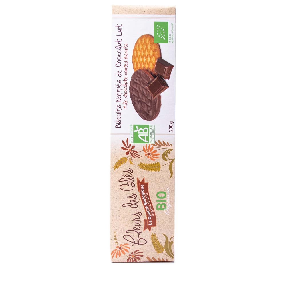 Biscuits nappés chocolat lait BIO paquet 200g