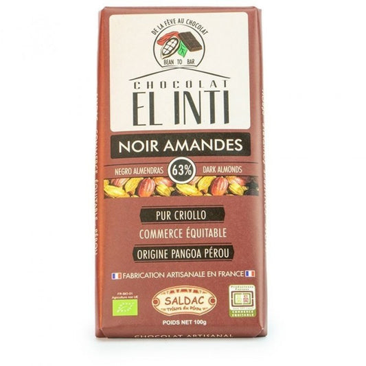 Chocolat noir et amandes El Inti 100g Bio